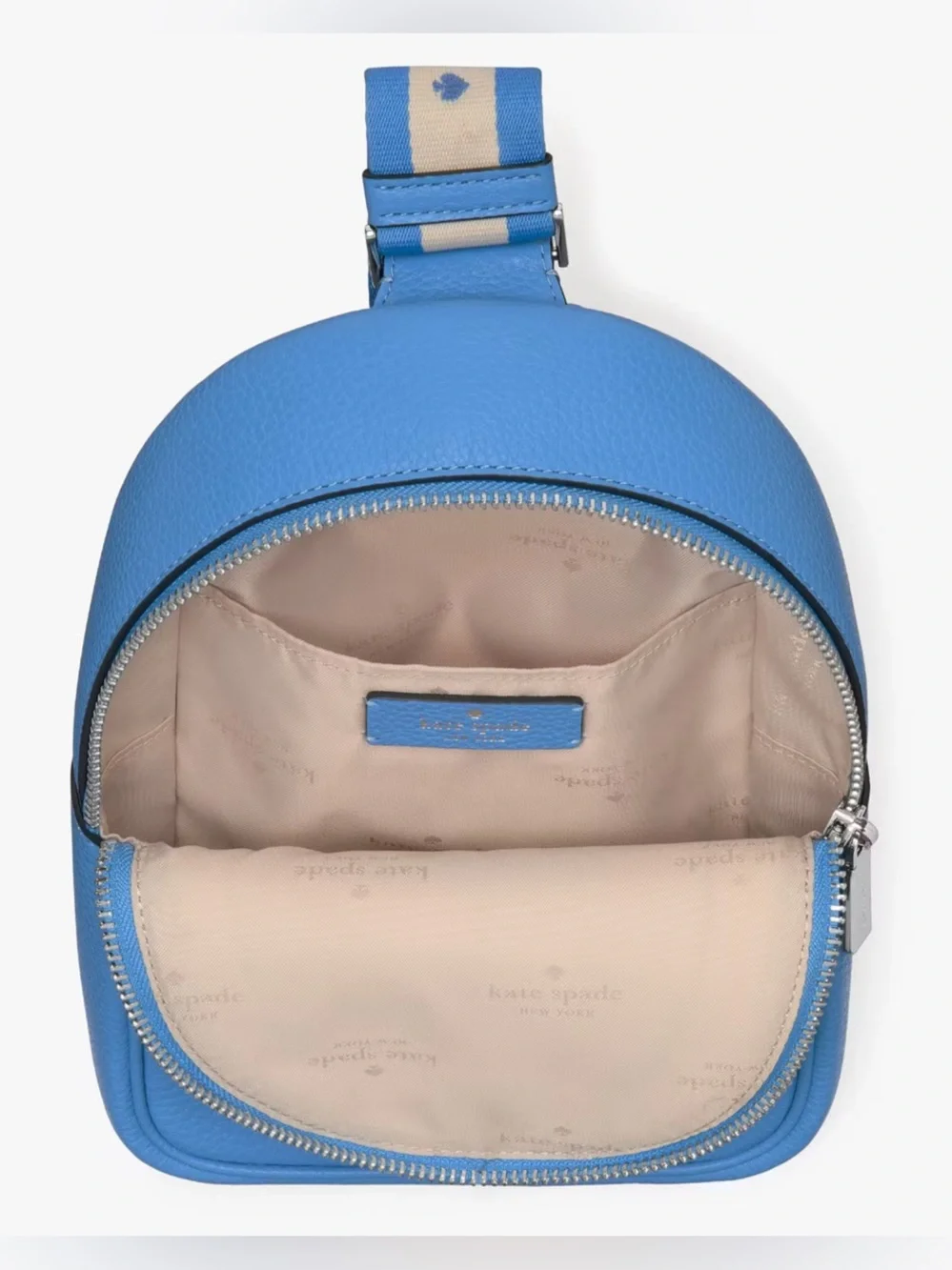 Kate Spade Emma Small Blue Pebbled Leather sling Backpack Like new $379 retail